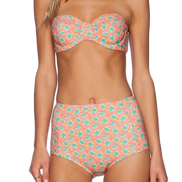 Marc by Marc Jacobs Pretty Bright Floral High Waist Two-Piece Bikini Orange L/XL - Picture 1 of 16